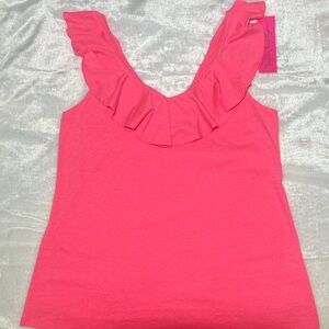 Lilly Pulitzer Alessa Pink Ruffle Top Size Small